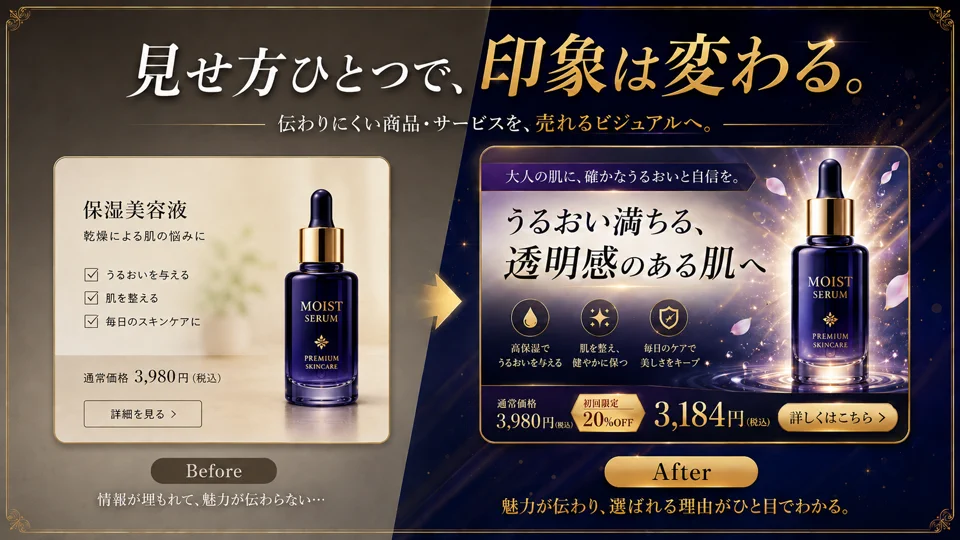美容商品の見せ方で印象を変える広告バナー制作サンプル