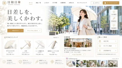 商品訴求を重視したホームページ制作サンプル